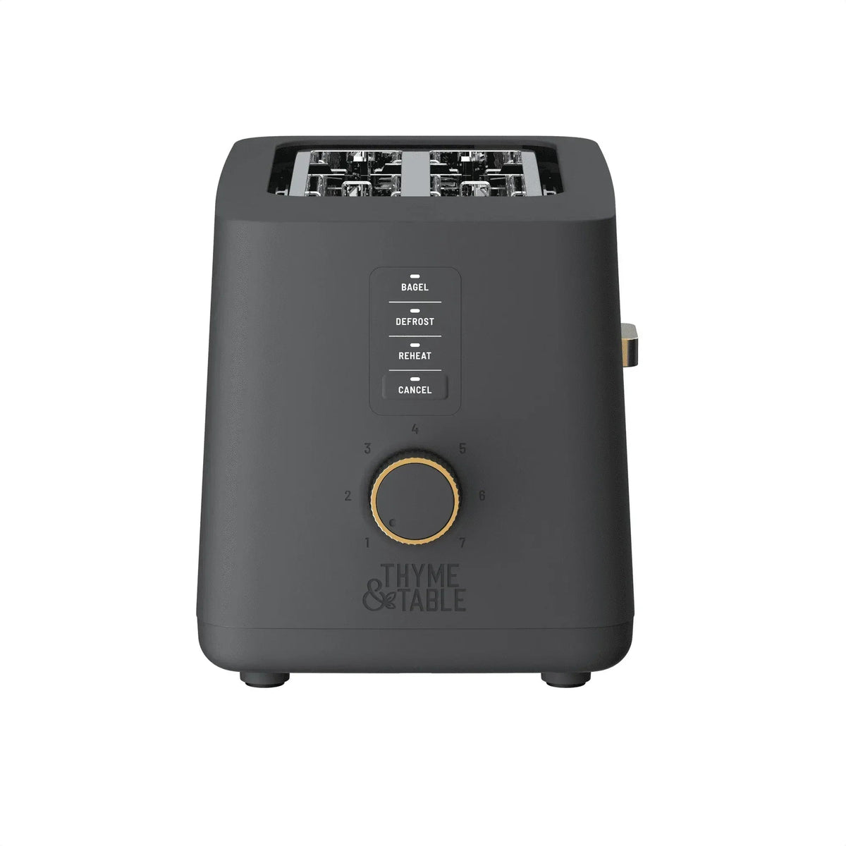 Thyme & Table 2-Slice Toaster, Extra-Wide Slots with Slide-Out Removable Crumb Tray, Slate Grey