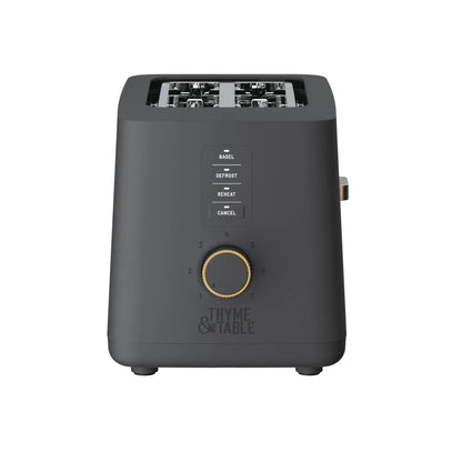 Thyme & Table 2-Slice Toaster, Extra-Wide Slots with Slide-Out Removable Crumb Tray, Slate Grey