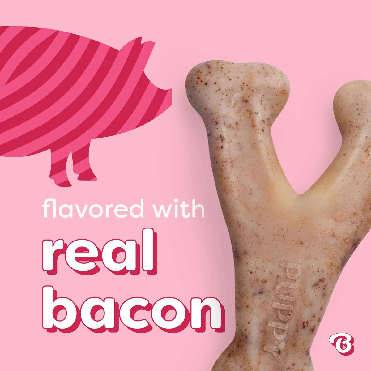 Benebone Essentials Puppy 2-pack Rubber Bone/Wishbone Bacon Tiny