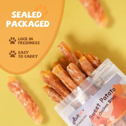 ASMPET Sweet Potato Dog Treats, Natural Chicken Jerky & Sweet Potato Chews for All Dogs, 15pcs