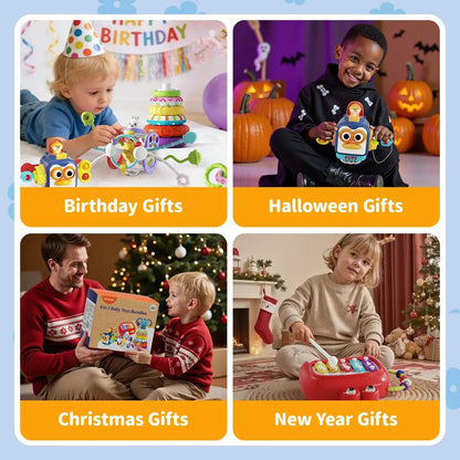Dimoarch 4 in 1 Baby Toys 6-12 Months Boys Girls, Montessori Babies Toy, Infant Toys Suitable for 3-6-9-12 Months Old Baby Boys and Girls Toy Bundles Gift