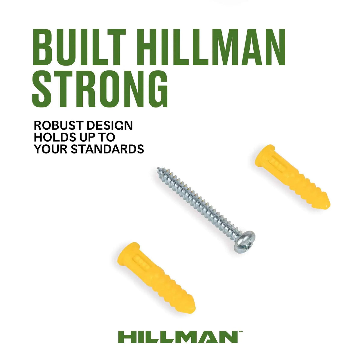 Hillman Multi-Material Ribbed Anchor Screws, #4-6 x 7/8", Plastic and Steel, 10 lbs, Yellow, 6 sets