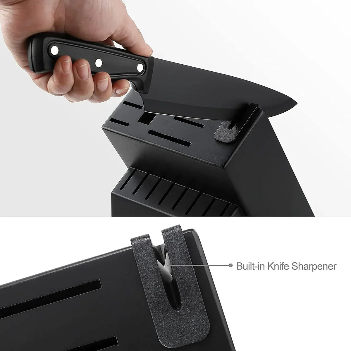 McCook DISHWASHER SAFE MC701 Knife Sets of 26, Stainless Steel Kitchen Knives Block Set with Built-in Knife Sharpener, Measuring Cups and Spoons