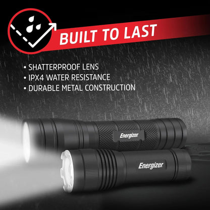 Energizer Flashlight Combo Pack, High Powered 1,000 Lumen Metal Torch Light and Bright 300 Lumen Mini Tactical EDC Flashlight, for Emergency, Camping, Running and Hunting, Batteries Included
