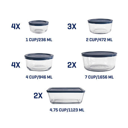 Anchor Hocking Glass Food Storage Containers with SnugFit Lids, 30 Piece Set
