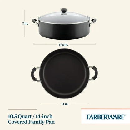 Farberware Easy Clean 14 Inch Nonstick One-Pot / Stockpot / Dutch Oven Family Braising Pan with Lid, Dishwasher Safe, Black