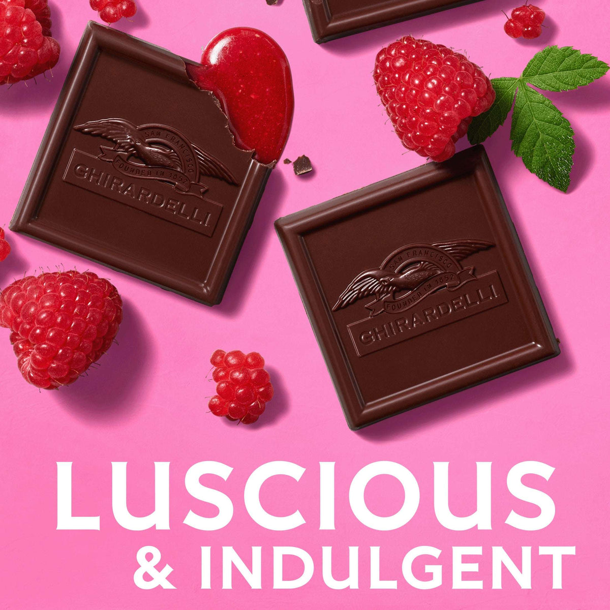 GHIRARDELLI Dark Chocolate Candy SQUARES with Raspberry Filling, 5.32 oz Bag