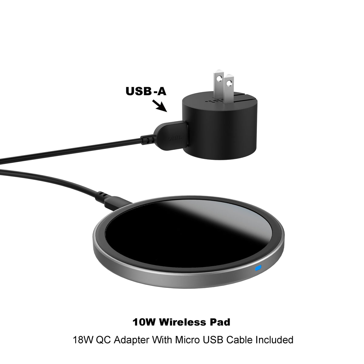 onn. 10W Wireless Charging Pad Compatible with iPhone 13/12/11/XS/X/8 Series, Samsung Galaxy Series, etc