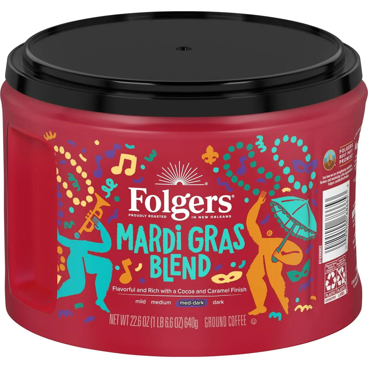 Folgers Colombian Ground Coffee, Medium Roast, 22.6 oz Canister