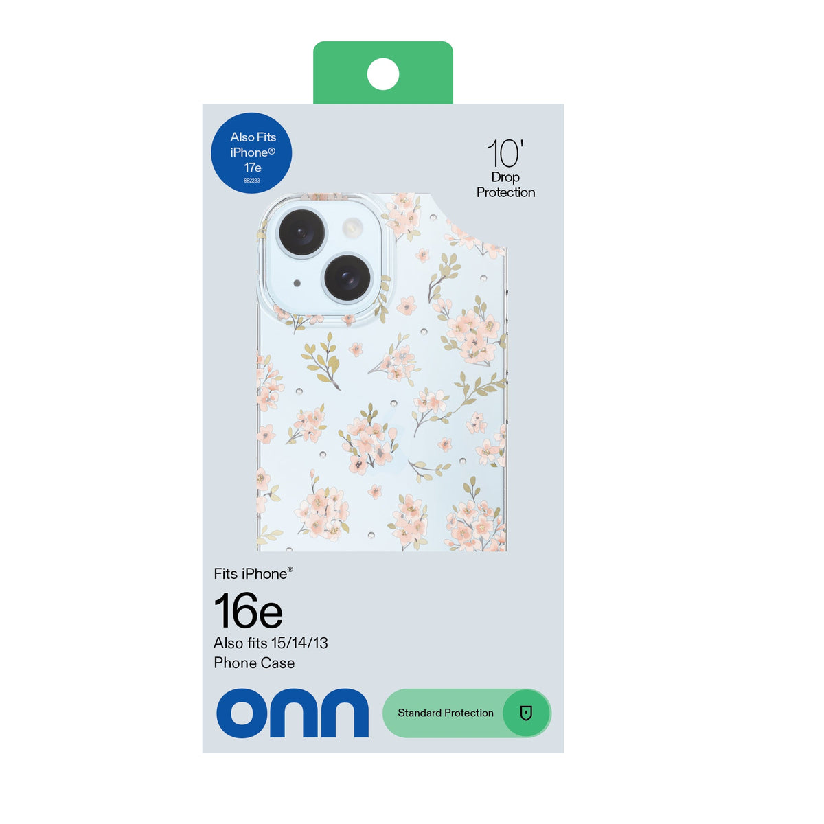 onn Pink Floral with Gems Phone Case for iPhone 17e / iPhone 16e / iPhone 15 / iPhone 14 / iPhone 13