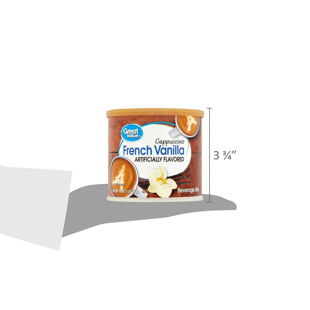 Great Value French Vanilla Cappuccino Coffee House Beverage Liquid Drink Mix, 16 oz Canister