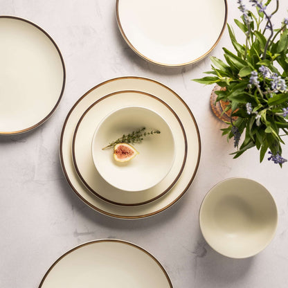 (2 pack) Thyme & Table Everest Ceramic Dinner Plate Off-White with Gold Rim