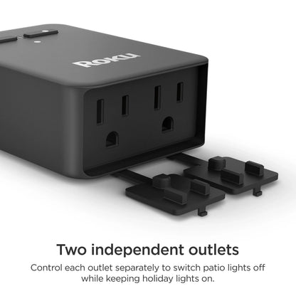 Roku Smart Home Outdoor Smart Plug SE with Custom Scheduling, Independent Outlets, and IP64 Weather Resistance - 15 Amps