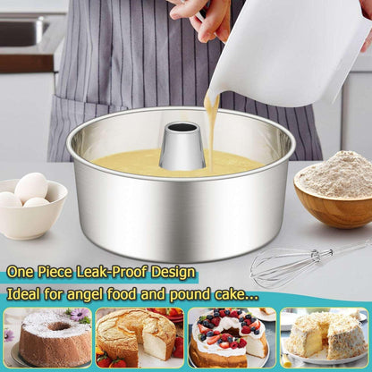 Vesteel 10 inch Angel Food Cake Pan, Stainless Steel Pound Cake Mold with Tube 16 Cups Tube Pan, Non-toxic & One-Piece Design