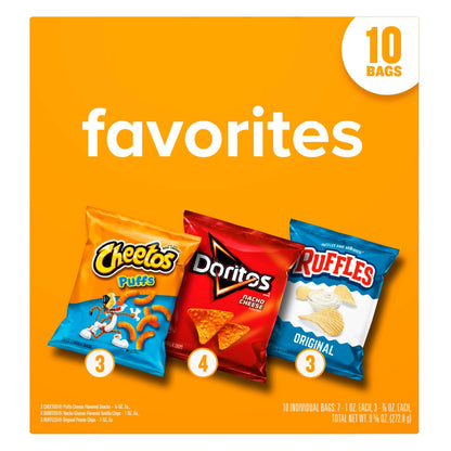 Frito lay Favorites Multipack Mix 9.625 oz Snack Chips Assortment 10 pack