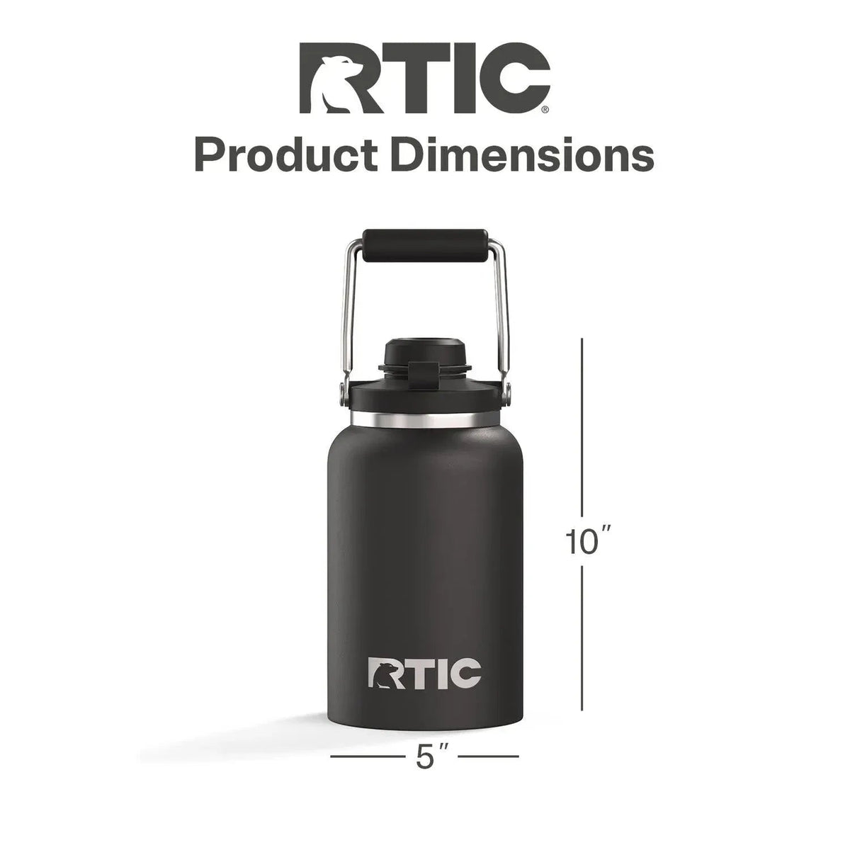 RTIC Half Gallon Ceramic Lined Insulated Outback Water Bottle Jug, Leak Proof