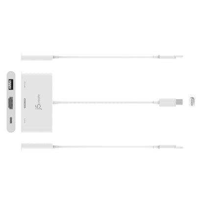 J5create JCA399 3-Ports USB C Hub with Power Delivery 100W, White
