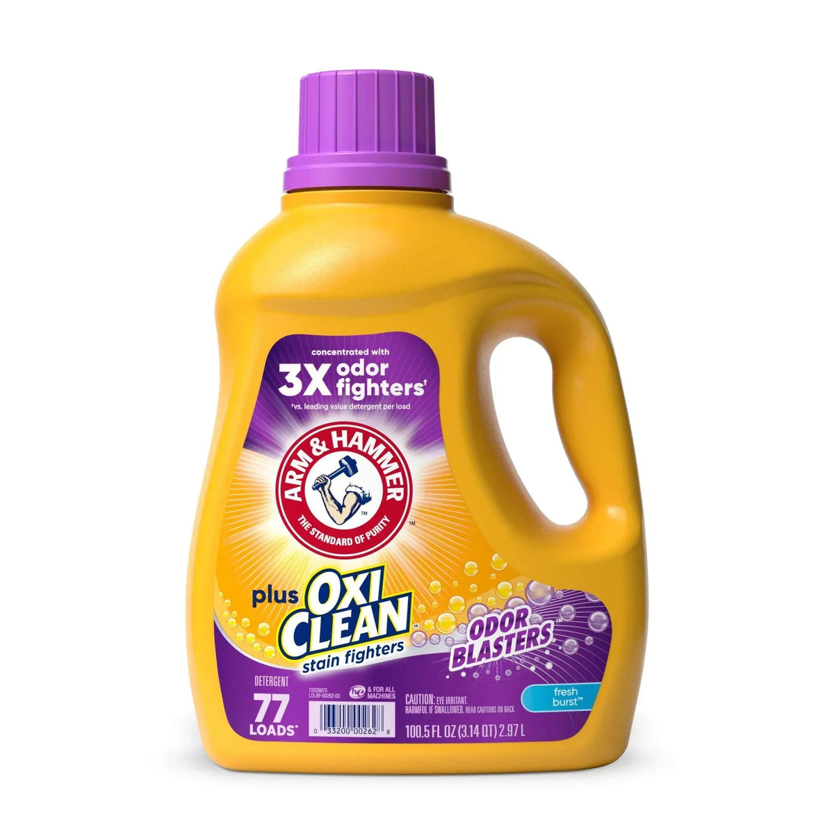 ARM & HAMMER Plus OxiClean Odor Blasters Liquid Laundry Detergent, Fresh Scent, 77 Loads