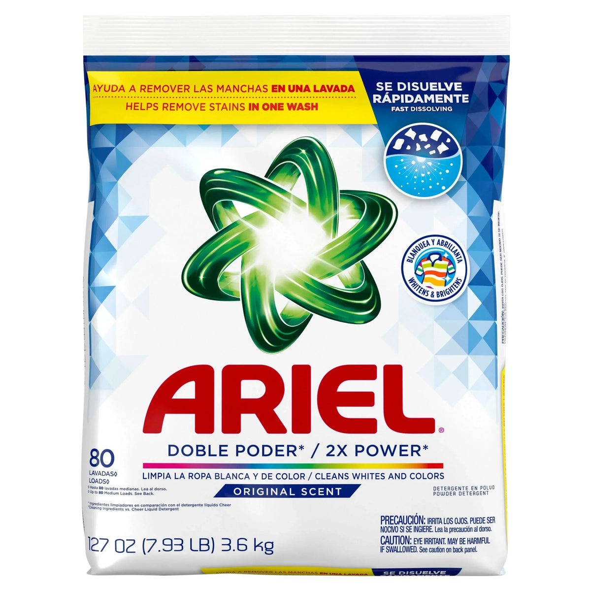 Ariel Powder Laundry Detergent, Original Scent, 3.6 kg, 80 Loads