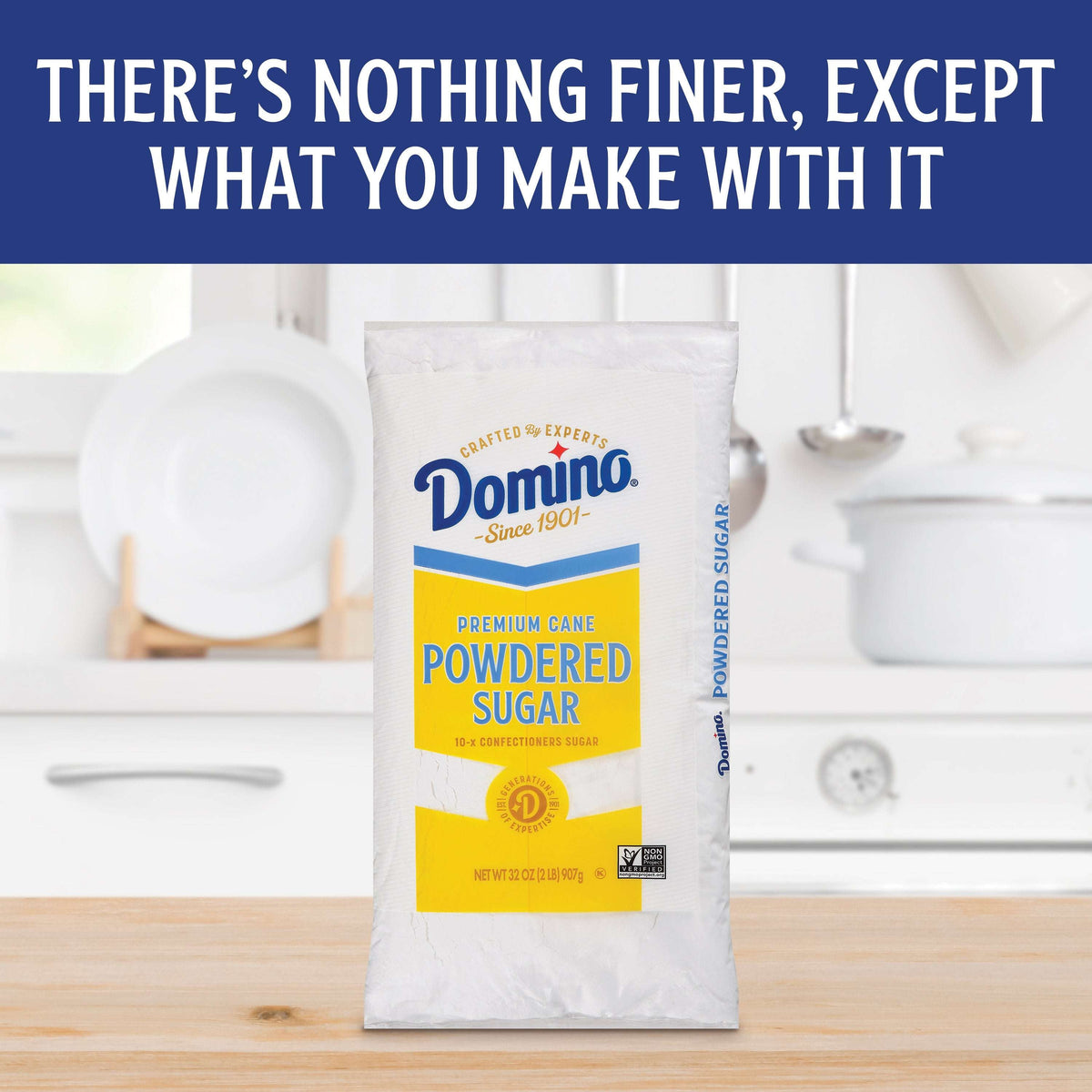 Domino Confectioners Sugar, Pure Cane 10-x Powdered, 2lb (907g), Plastic Bag