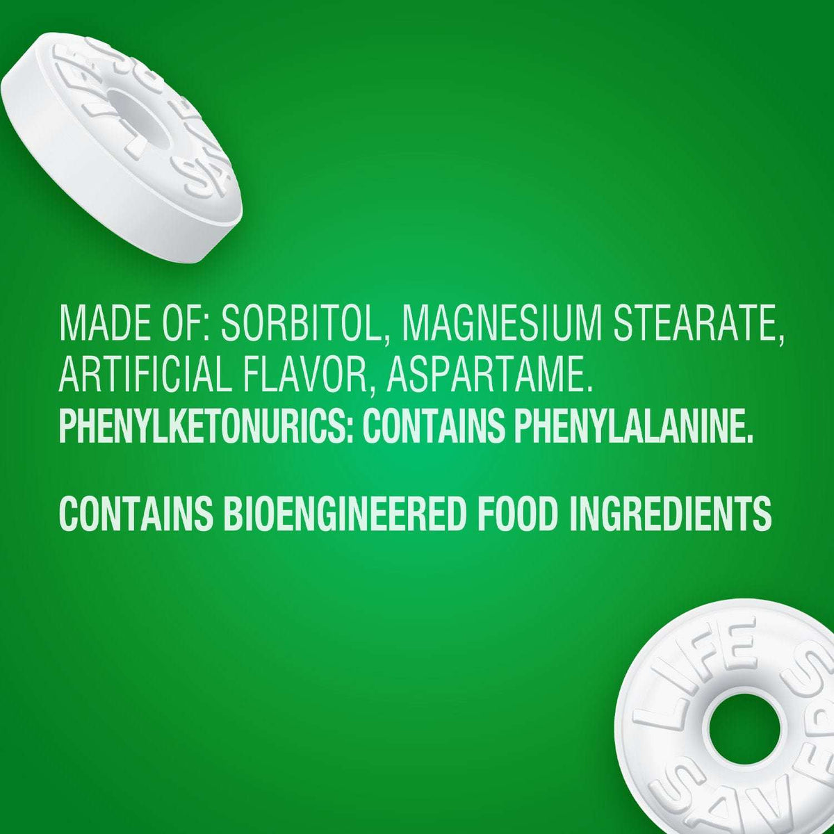 Life Savers Wint-O-Green Sugar Free Breath Mints Hard Candy - 2.75 oz