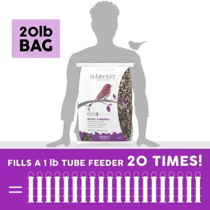 Harvest Seed & Supply Birder'S Medley Wild Bird Food, Premium Mix of Bird Seed, (20 Lbs.)