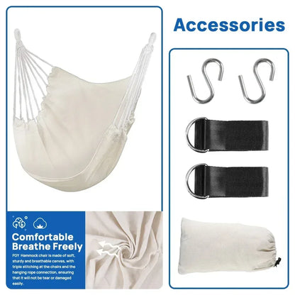 FGY Hammock Chair Swing Portable Canvas Camping Hanging Seat for Outdoor Indoor