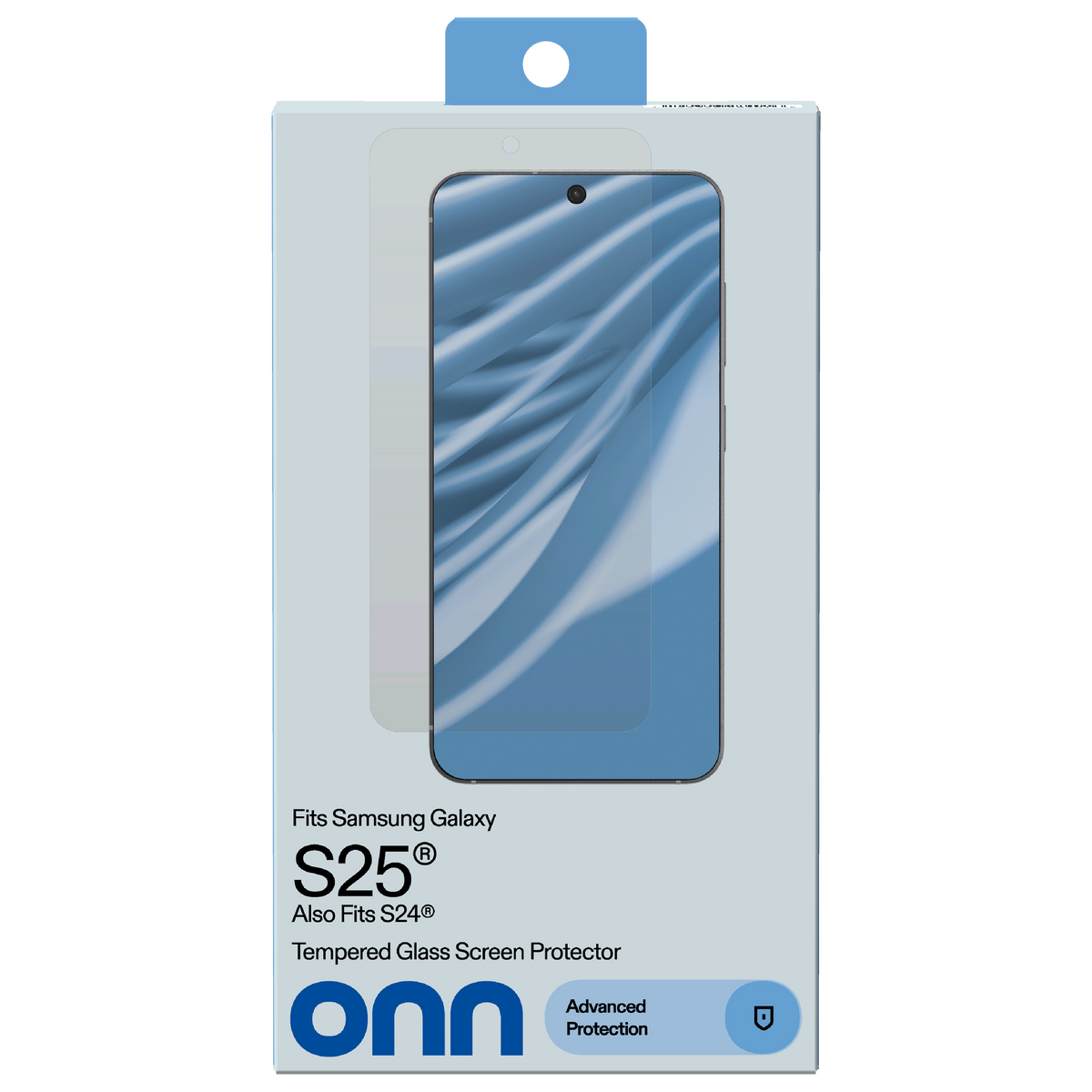 onn. Glass Screen Protector for Samsung Galaxy S25 and Samsung Galaxy S24 with Easy Installation Box