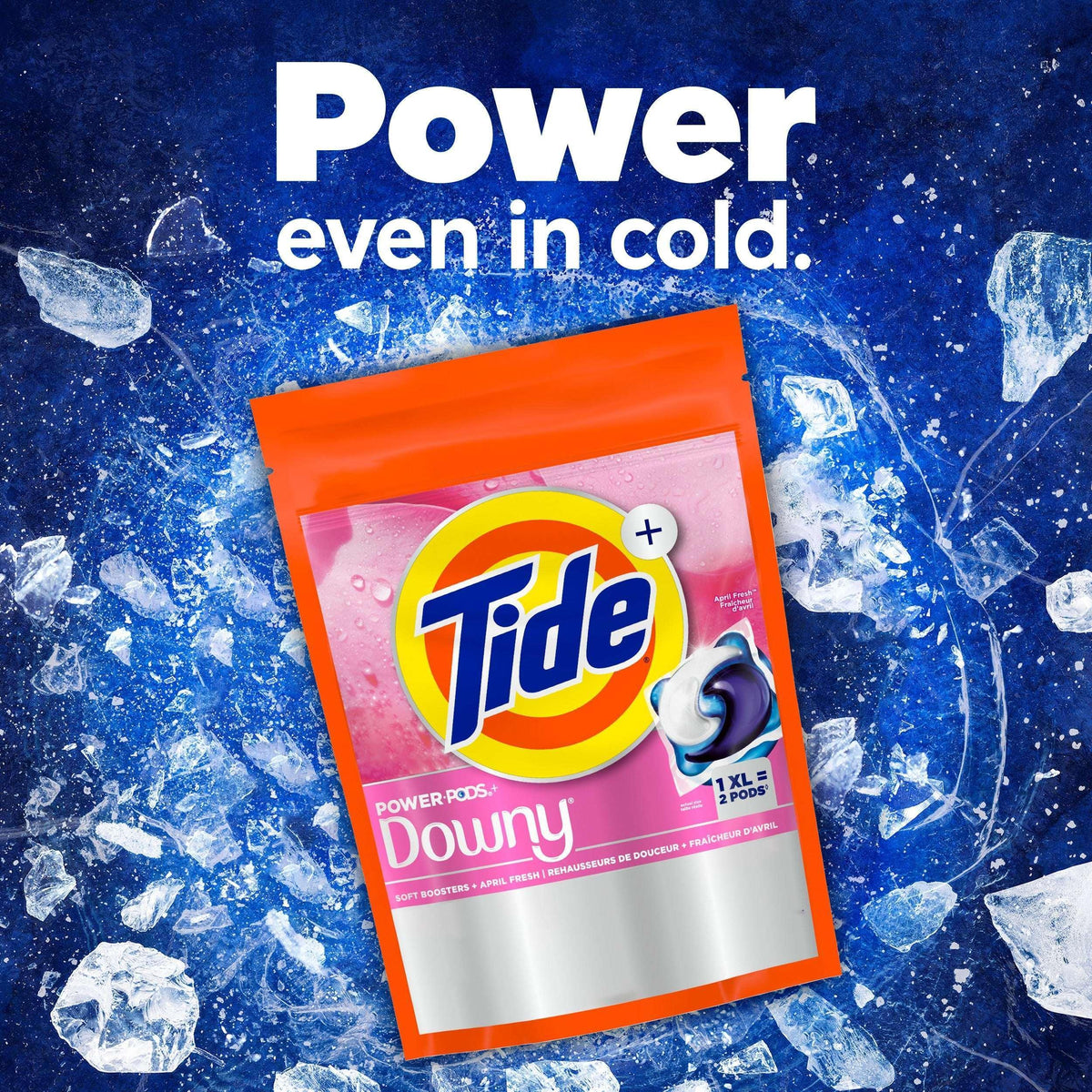 Tide Power PODS with Downy Soft Boosters Laundry Detergent Pacs, April Fresh Scent, 9 Count