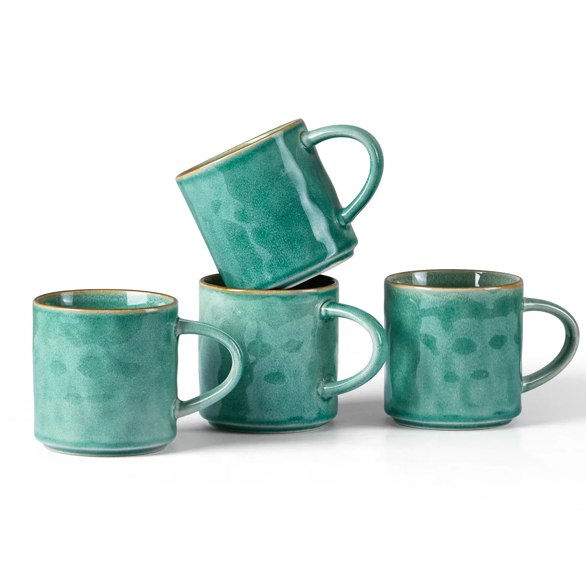Vesteel Coffee Mug Set of 4, Ceramic Coffee Cups with Handles, 14oz Stoneware Mugs Set for Coffee Tea Milk, Wave Design Mug Gifts for Home Office Restaurant