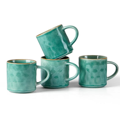 Vesteel Coffee Mug Set of 4, Ceramic Coffee Cups with Handles, 14oz Stoneware Mugs Set for Coffee Tea Milk, Wave Design Mug Gifts for Home Office Restaurant
