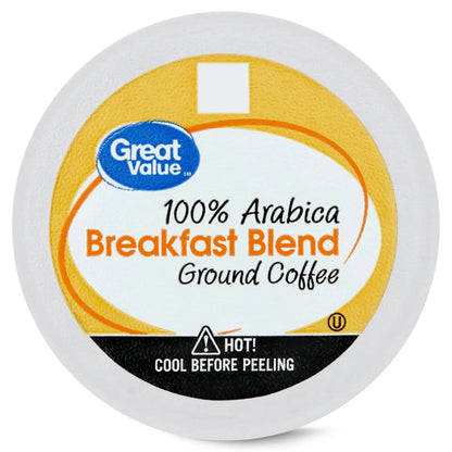 Great Value 100% Arabica Breakfast Blend Medium Roast Ground Coffee Pods, 48 Ct