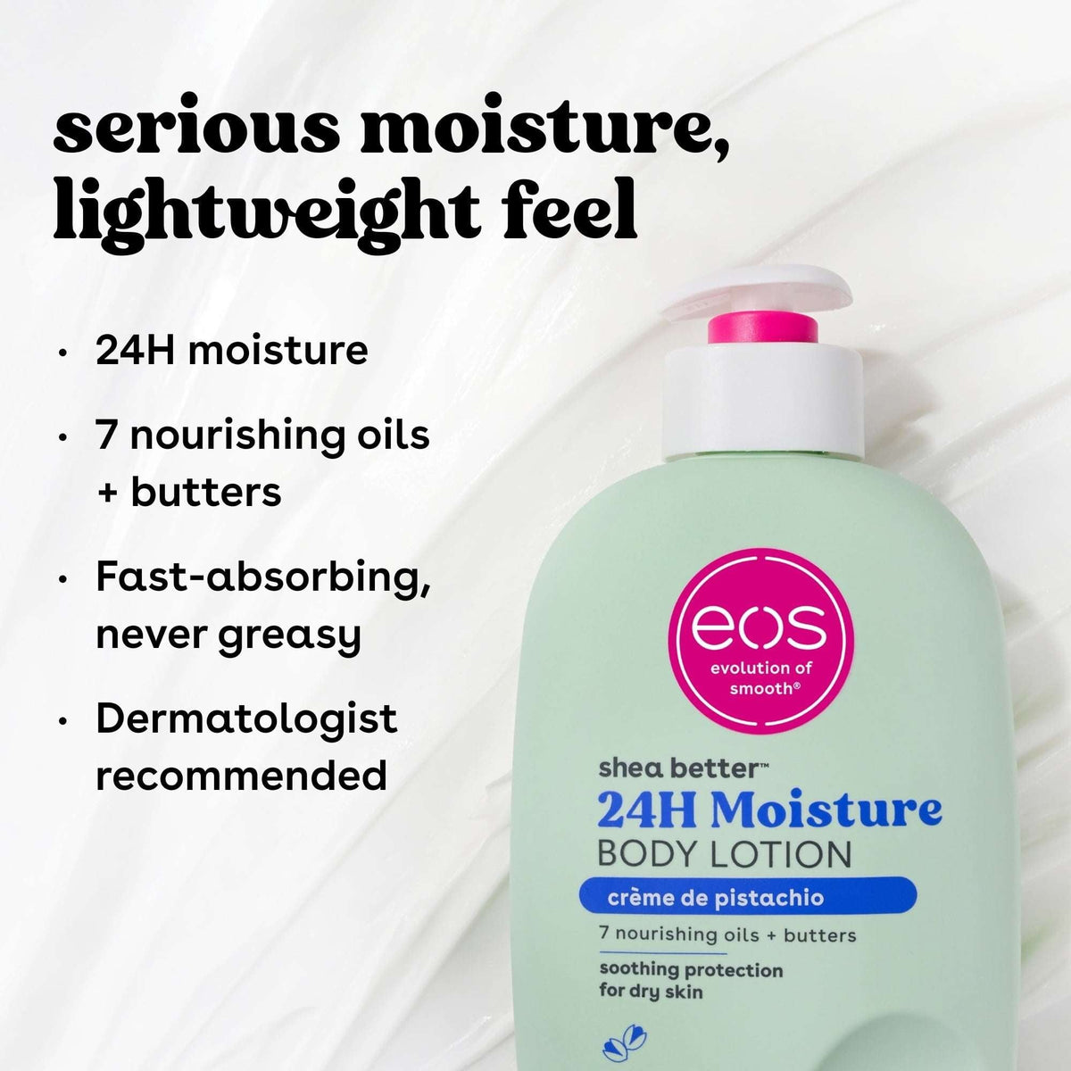 eos Shea Better Body Lotion- Creme de Pistachio, Soothes Dry Skin, 16 fl oz
