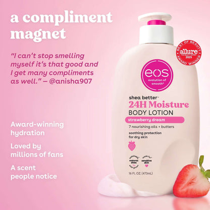 eos Shea Better Body Lotion for Dry Skin, Strawberry Dream, 16 fl oz