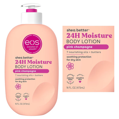 eos Shea Better Body Lotion for Dry Skin, Pink Champagne, 16 fl oz (PACK OF 3 )