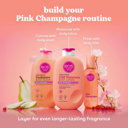 eos Shea Better Body Lotion for Dry Skin, Pink Champagne, 16 fl oz (PACK OF 3 )