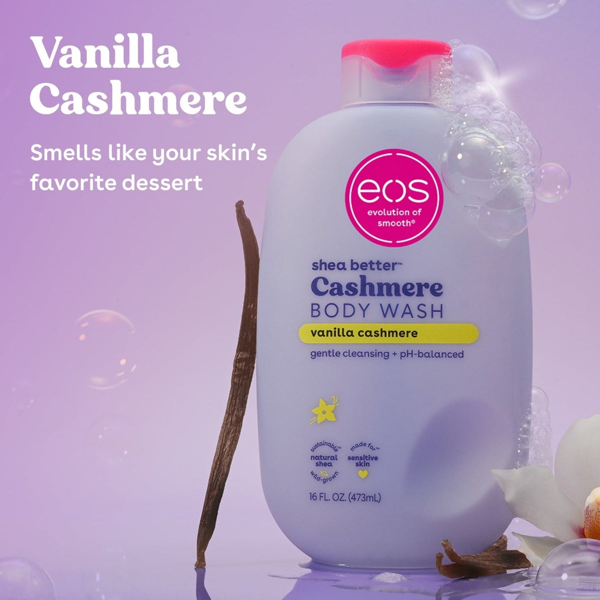 eos Shea Better Vanilla Cashmere Body Wash - Vanilla Cashmere, Creamy Gel Formula, Hyrdration for Dry Skin, 16 fl oz