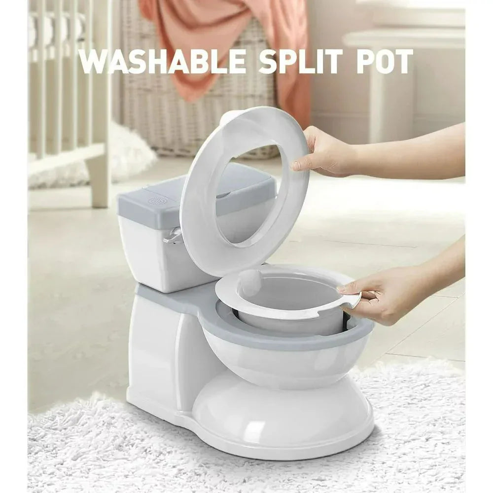 Babybond 2-in-1 Toddler Potty Training Toilet, with toilet paper holder and storage shelf, featuring flushing sound, suitable for 1-3 year old toddlers, white.