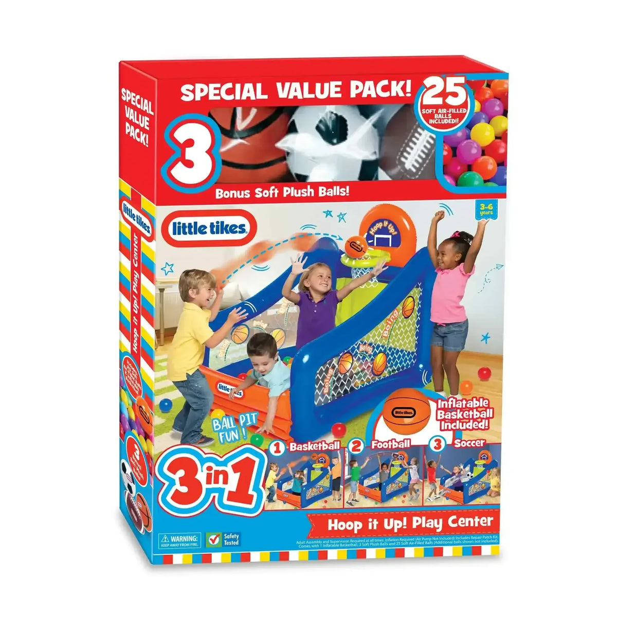 Little Tikes Hoop It Up! Play Center, 3-in-1 Sports Activity Set with 25 Balls, Indoor & Outdoor, Ages 3–6