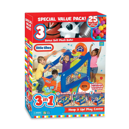 Little Tikes Hoop It Up! Play Center, 3-in-1 Sports Activity Set with 25 Balls, Indoor & Outdoor, Ages 3–6