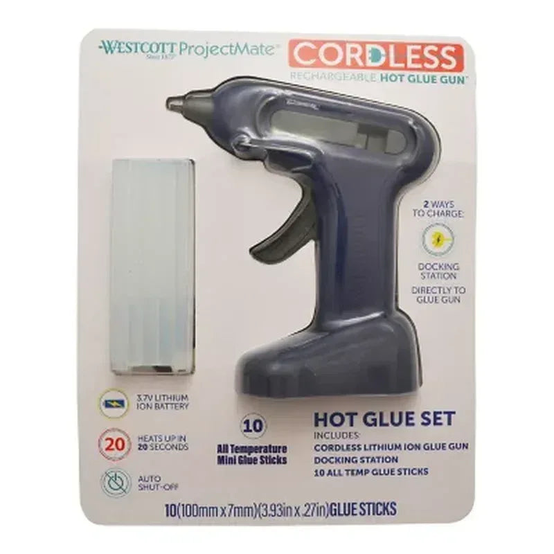 Westcott Lithium Ion Cordless Glue Gun with 10 Glue Sticks