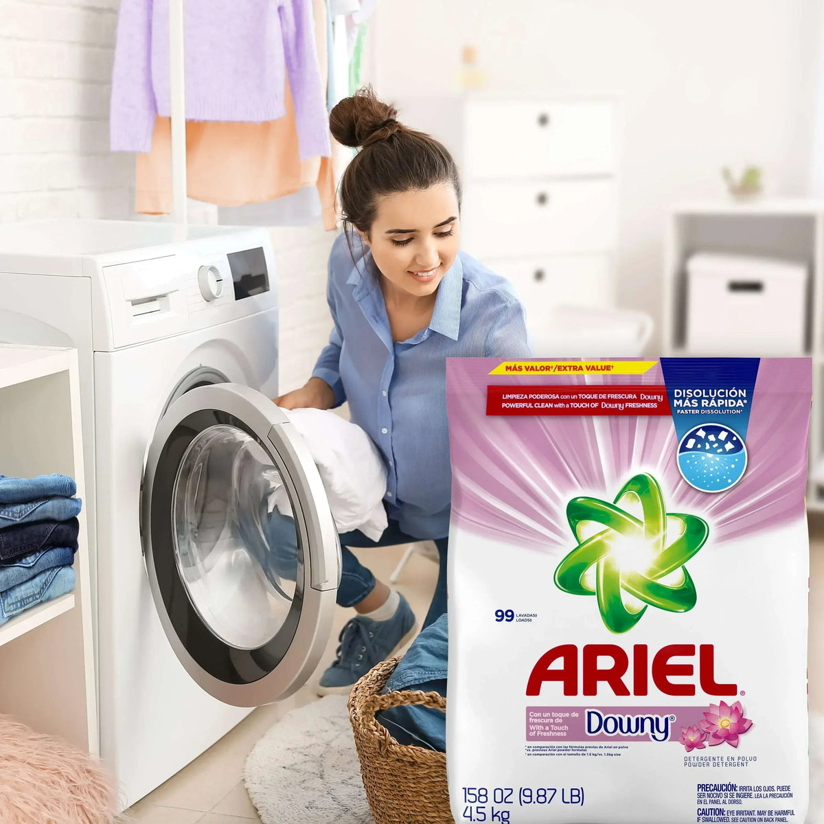 (2 pack) Ariel with a Touch of Downy Freshness Powder Laundry Detergent, 105 oz, 66 Loads