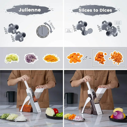 Mandoline Slicer for Vegetables Fruits, Adjustable Thickness Stainless Steel Food Cutter & Chopper, Safe and Quick Meal Preparation