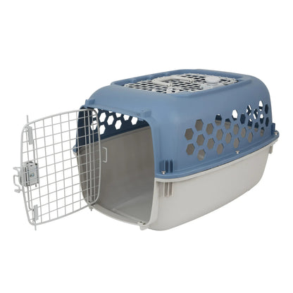 Vibrant Life Kennel for Dogs & Cats, Durable Plastic, Two Door Openings, Blue, Maximum Pet Weight 30 lbs, 24" L x 16.5" W x 14.5"H