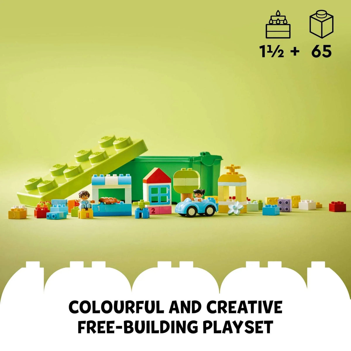 LEGO DUPLO Classic Brick Box Building Set with Storage 10913, Toy Car, Number Bricks and More, Learning Toys for Toddlers, Boys & Girls 18 Months Old
