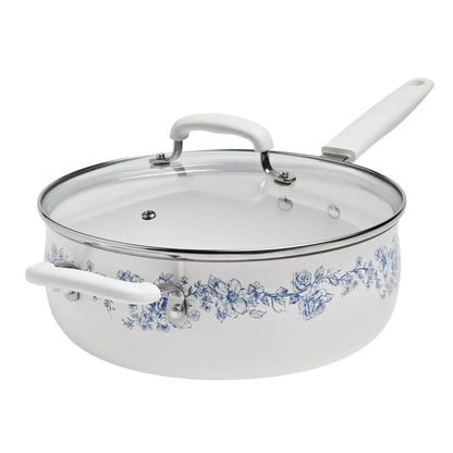 The Pioneer Woman 12-Piece Classic Ceramic Cookware Set, Agatha Blue