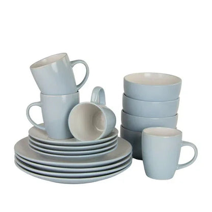 10 Strawberry Street 16-Piece Two Tone Coupe Dinnerware Set - Blue/White