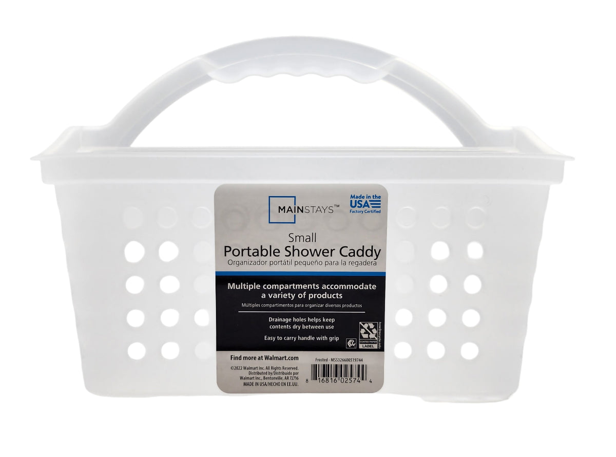 Mainstays Small Portable Shower Caddy Frost Plastic