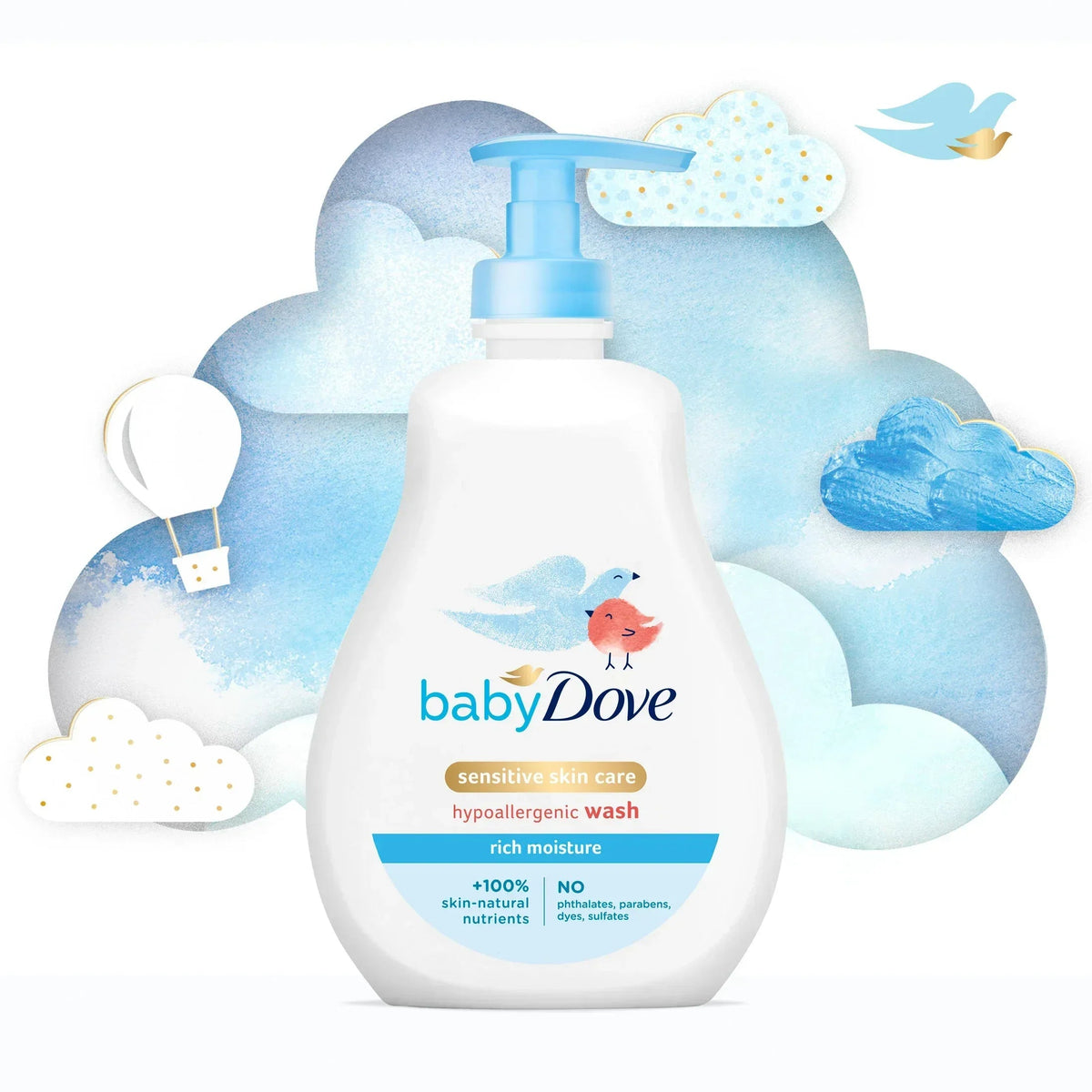 Baby Dove Rich Moisture Hypoallergnic Wash Newborn Sensitive Skin, 13 oz