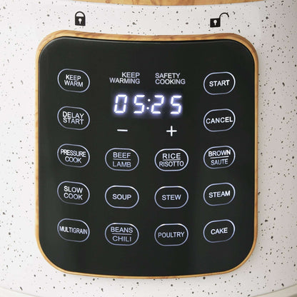 The Pioneer Woman Linen Speckle 6-Quart Pressure Cooker with Touch Control Display